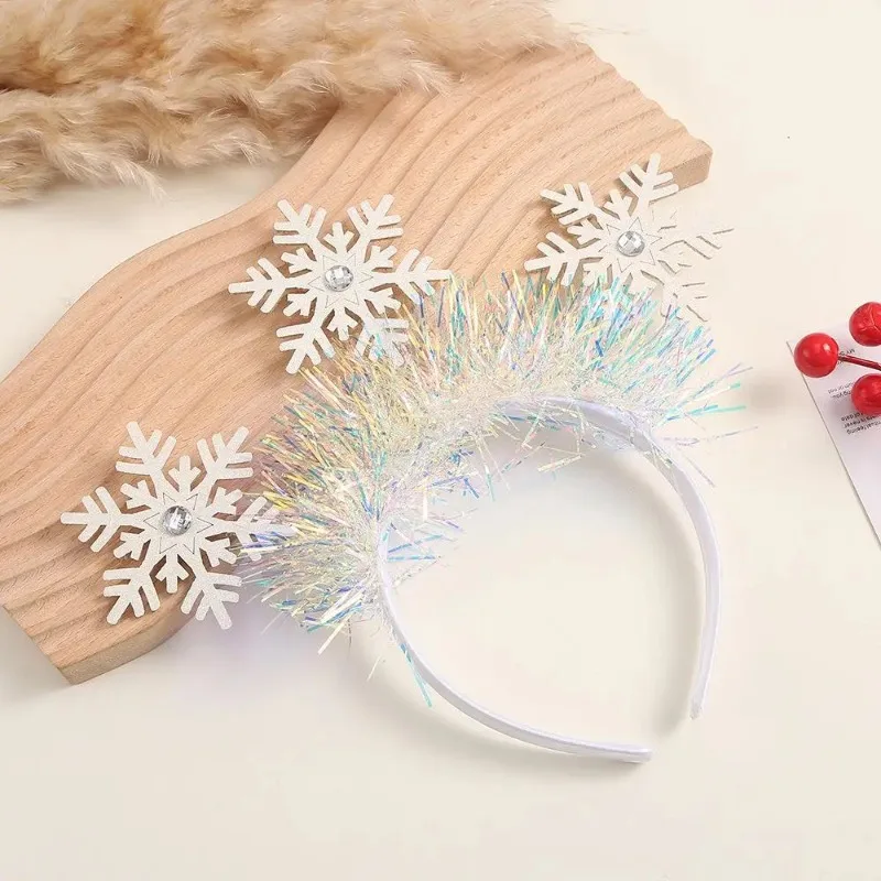 

Christmas HeadBand White Snowflake Sequin Hair Band Girls Dree Up Stage Performance Props Merry Decor High Appearance Level Hot