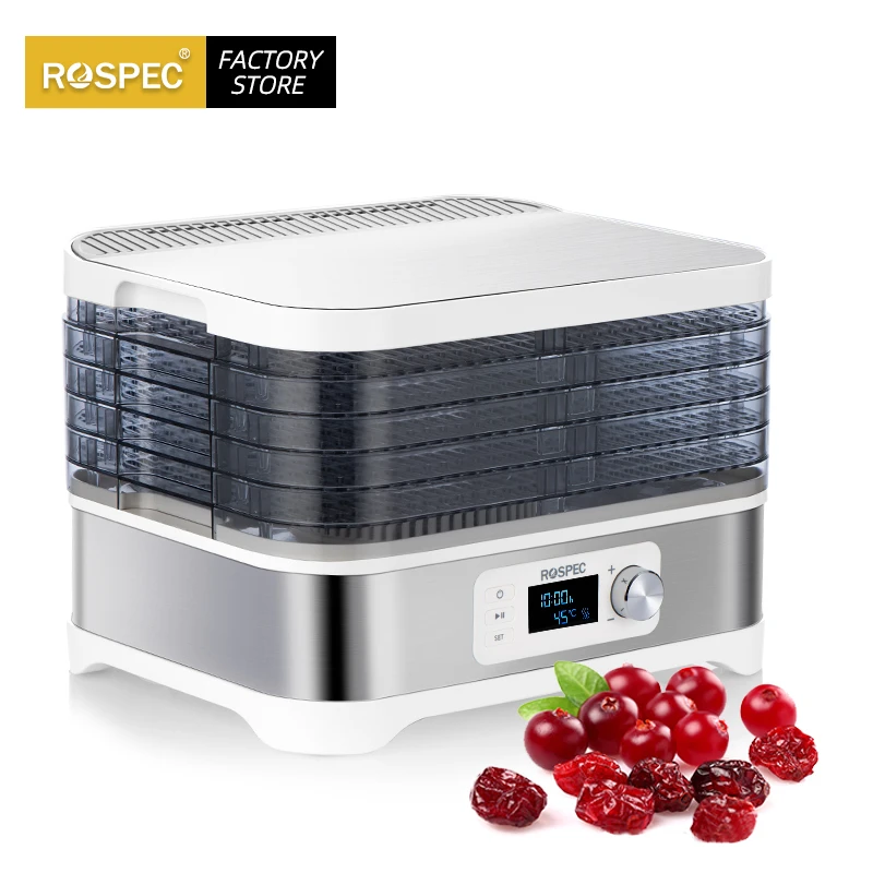 ROSPEC BPA FREE 5 Trays Food Dryer Dehydrator with Digital Timer and Temperature Beef Jerky Fruit Vegetable Meat |