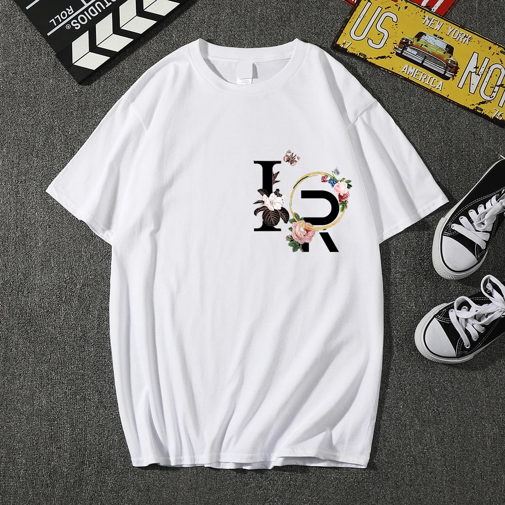 

2022 new hot women's cotton T-shirt printed letter T-shirt casual white short-sleeved top spring and summer men's and women's br