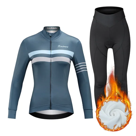 Зимние флисовые Трикотажные изделия для езды на велосипеде, комплект одежды для езды на велосипеде, Теплый Женский костюм с длинным рукавом для езды на велосипеде