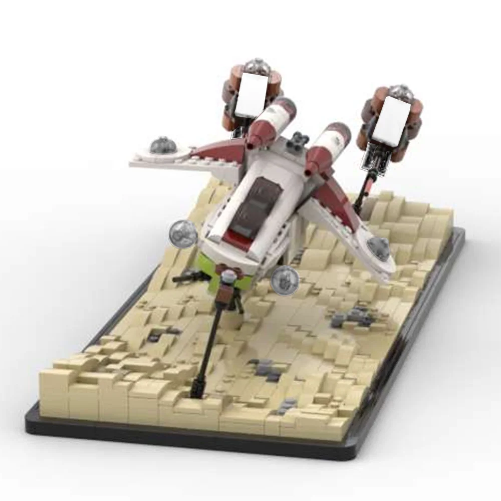 

MOC-53491 For Dooku Escape Speeder Chase Mini LAAT Geonosian Fighter Episode Building Blocks Set Idea Desert Spaceship Toys Gift