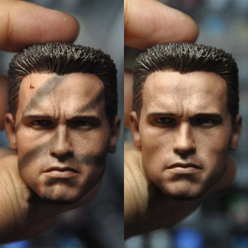 

WOW 1/6 Arnold T800 Schwarzenegger Head Sculpt Camo Painted Head Carving Model Fit 12 Inch Male Soldier Action Figure Body