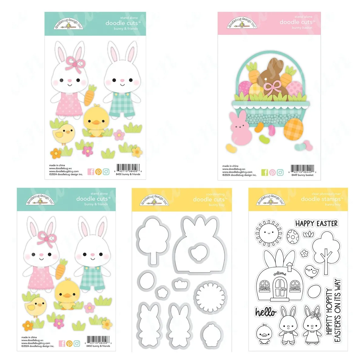 Пасхальные прозрачные штампы и металлические в виде кролика друзей для