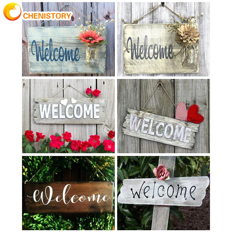 

CHENISTORY DIY Oil Painting By Numbers Kits With Frame For Adults Posters Home Decor Gift On Canvas Drawing HandPainted Wall Art
