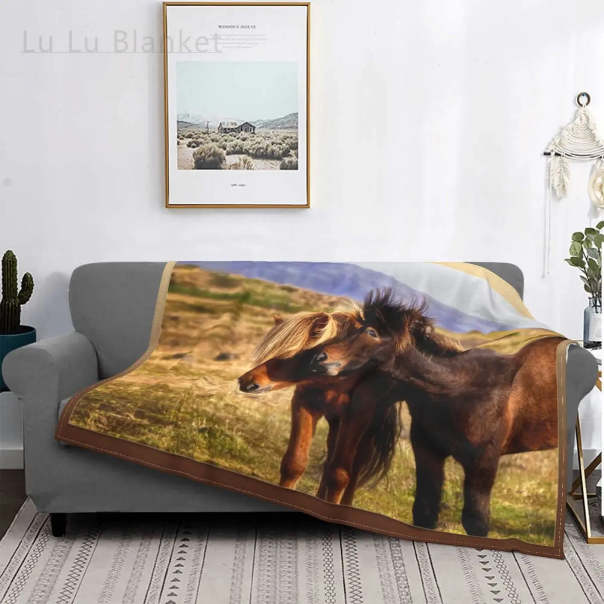 

Icelandic Horses Blankets Coral Fleece Plush Printed Animals Portable Super Soft Throw Blankets for Bedding Travel Rug Piece