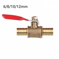 red handle small valve 681012mm hose barb inline brass water oil air gas fuel line shut off ball valve pipe fittings