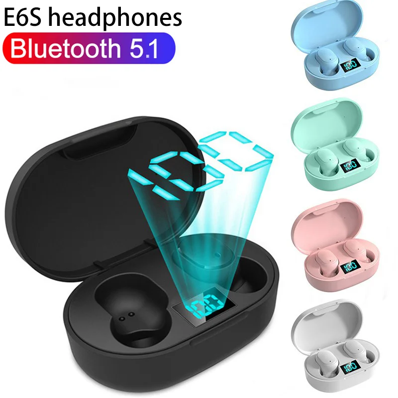 Купи E6S TWS Bluetooth Earphones Wireless Headphones IN Ear Stereo Noise Cancelling Sports Headsets With Microphone fone Earbuds Hifi за 356 рублей в магазине AliExpress