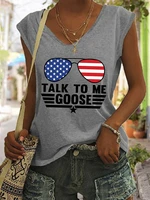 womens talk to me goose usa flag glasses top gun v neck tank top