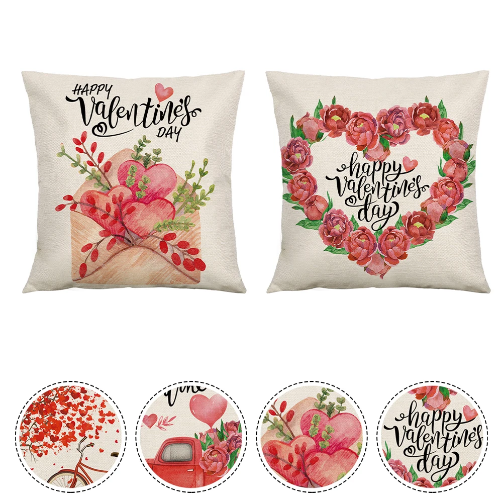 

18\" Happy Valentines Day Decor Mr Mrs Sweet Love Wedding Decoration Heart Lover Cushion Cover Saint Valentin 2022 Party Decor
