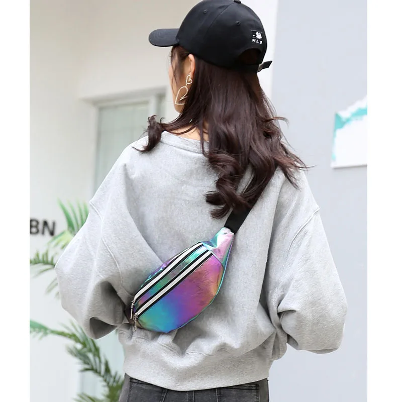 Поясная голографическая сумка для женщин забавный кошелек из искусственной кожи