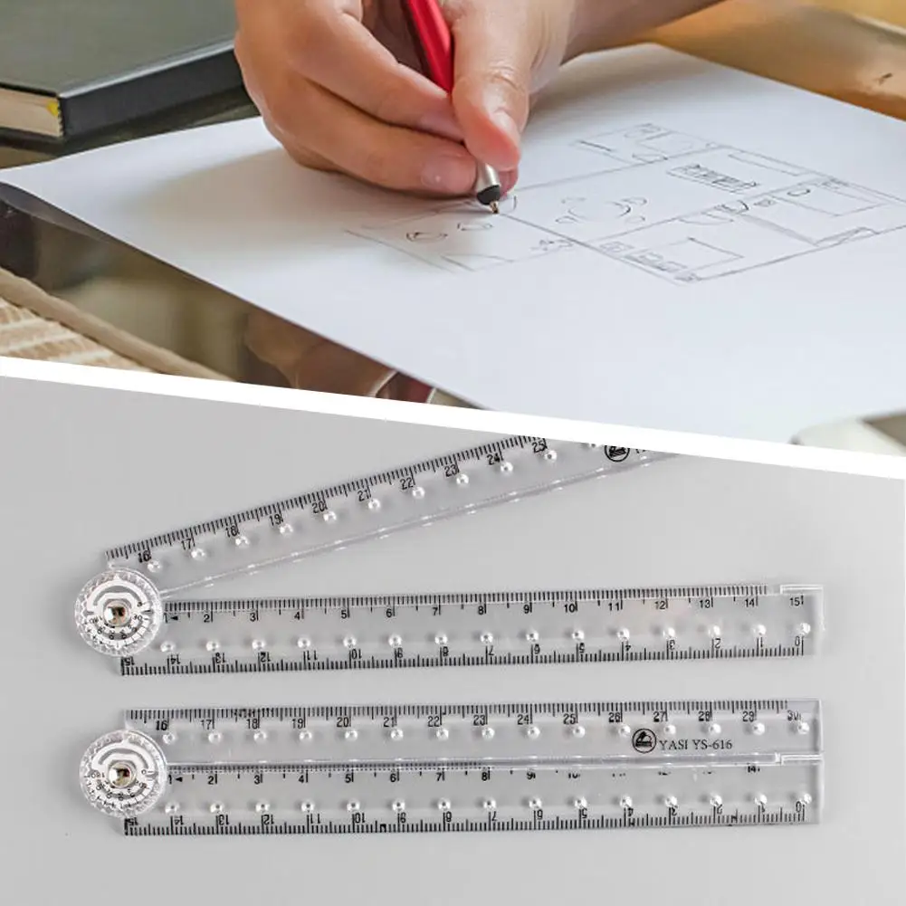 

Прозрачная складная линейка, транспортир, студенческий рисунок, чертежная архитектурная линейка, шаблон для рисования, линейка, строительная линейка I0F9