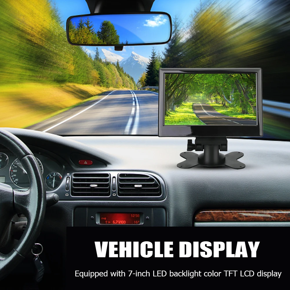Купи 7 Inch HD Screen Car Monitor Safe Parking Reversing Rear-view Display Monitor Support Car Camera Universal Auto Accessories за 746 рублей в магазине AliExpress