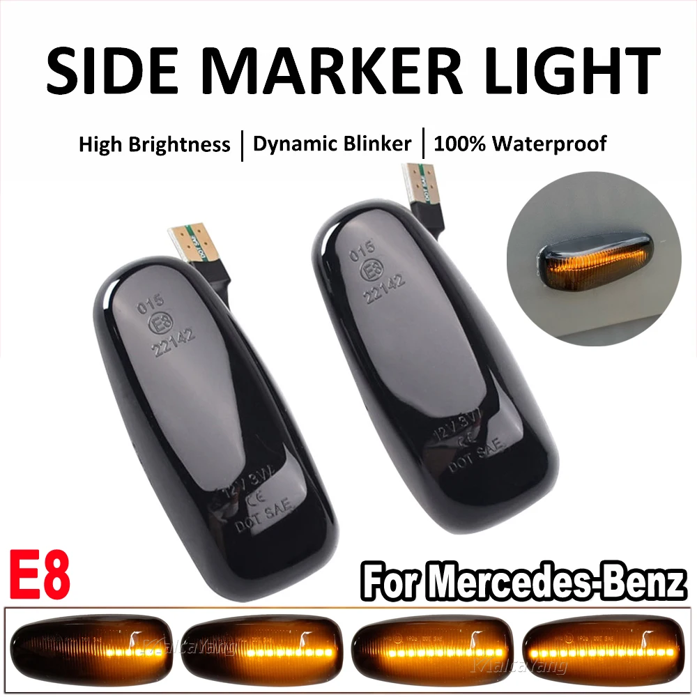 

Динамический плавный светодиодный указатель поворота, боковой габаритный последовательный мигающий свет для Mercedes BENZ E-Class W210 C-Class W202 W208