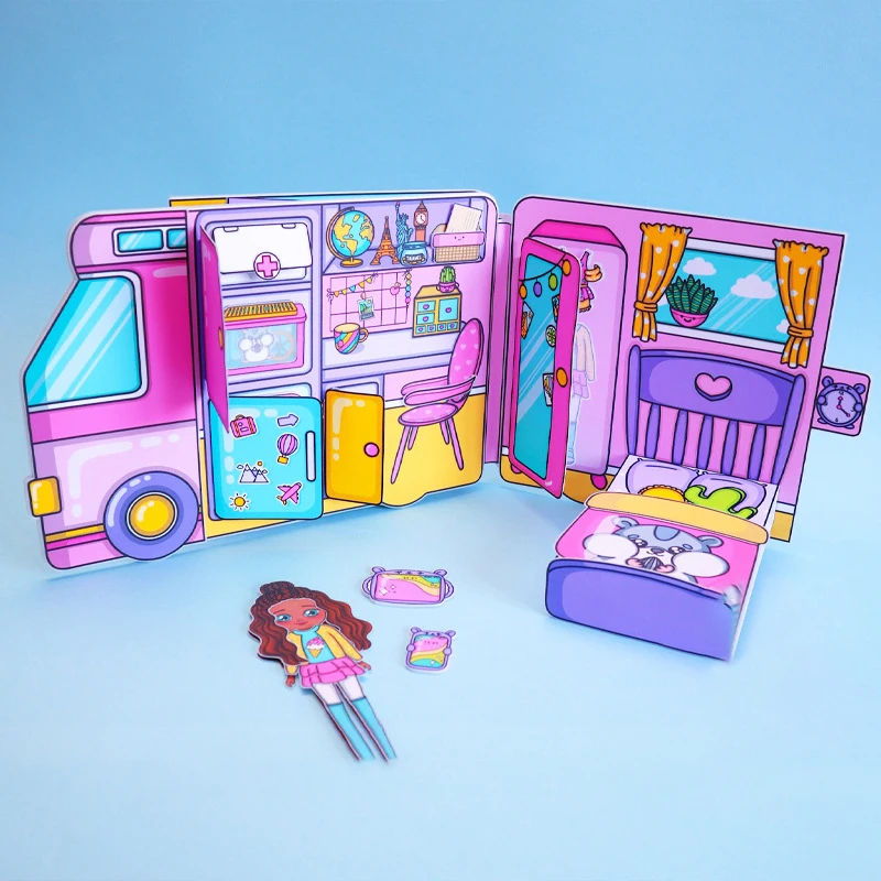 

Camping Quiet Book Toys Girls Squeeze Book Toys DIY Handmade Puzzle Toy Reusable Stickers For Kid Gifts