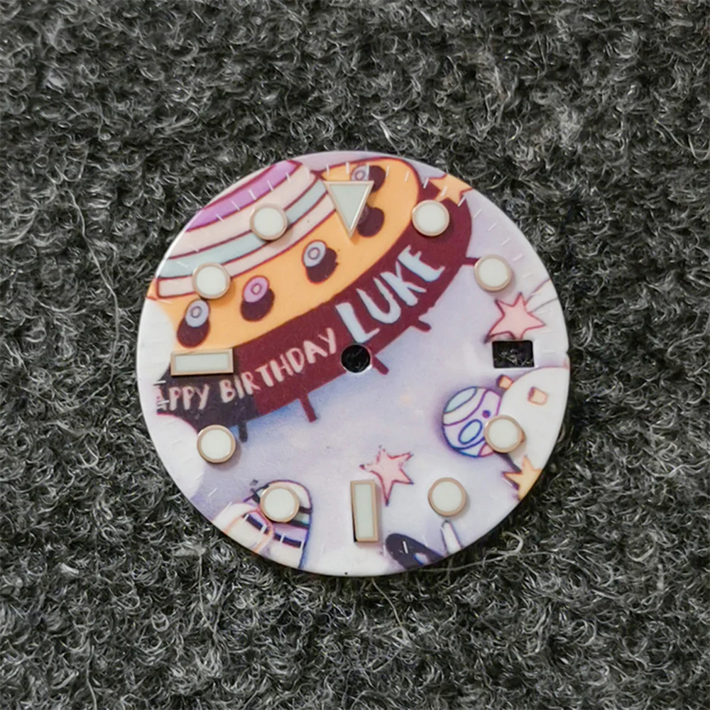 28 5 мм мультяшный космический корабль циферблат зеленый светящийся для NH35/NH36/4R/7S