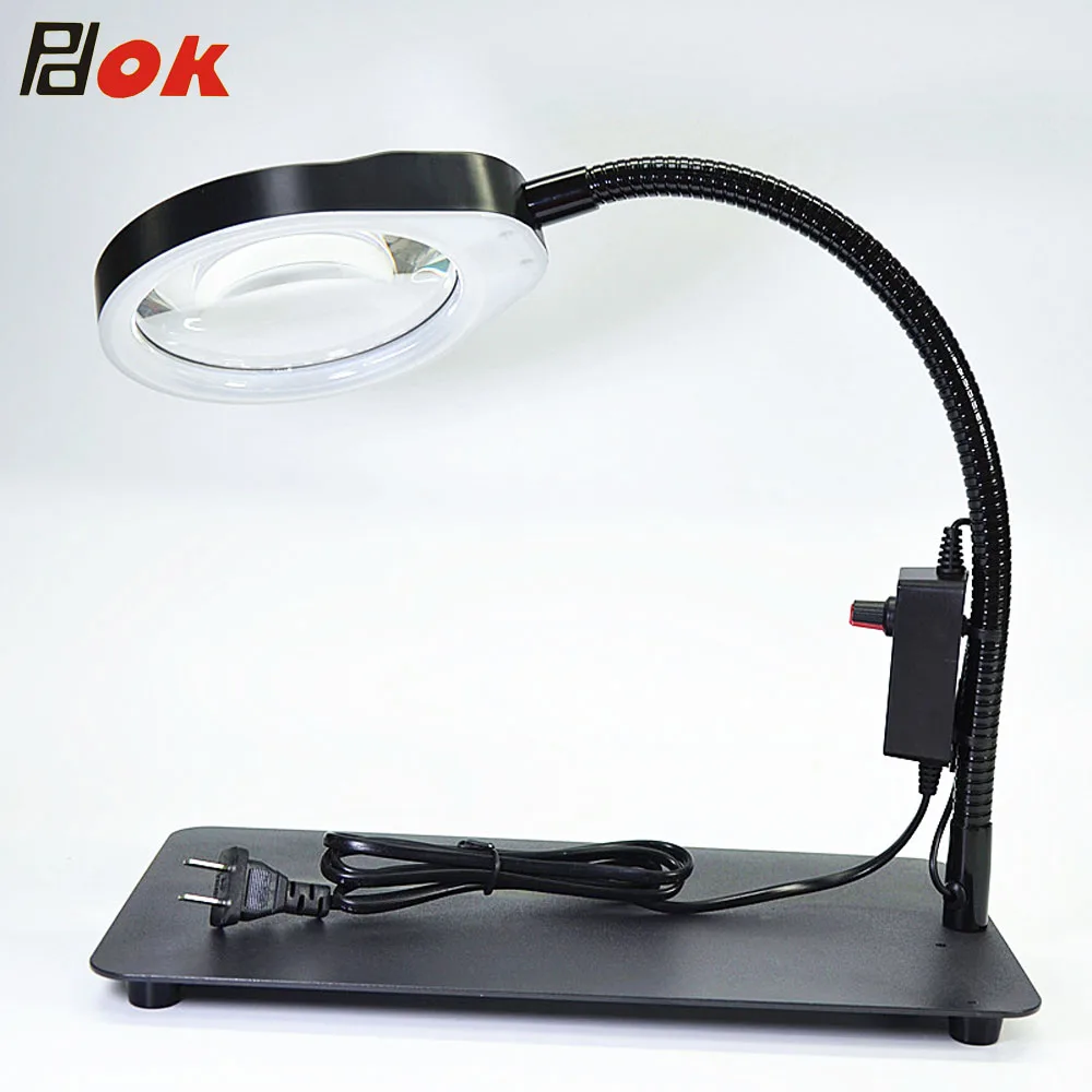 

Wholesales PDOK 5x 8x 10x Magnifying Glass Multi-functional Desk Magnifier Lamp Flexible Loupe With Light Magnifying Glass Tool