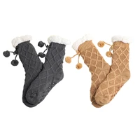 women soft comfy loose female floor sock warm plush bedroom silicone non slip womens fuzzy solid color socks slouch socks