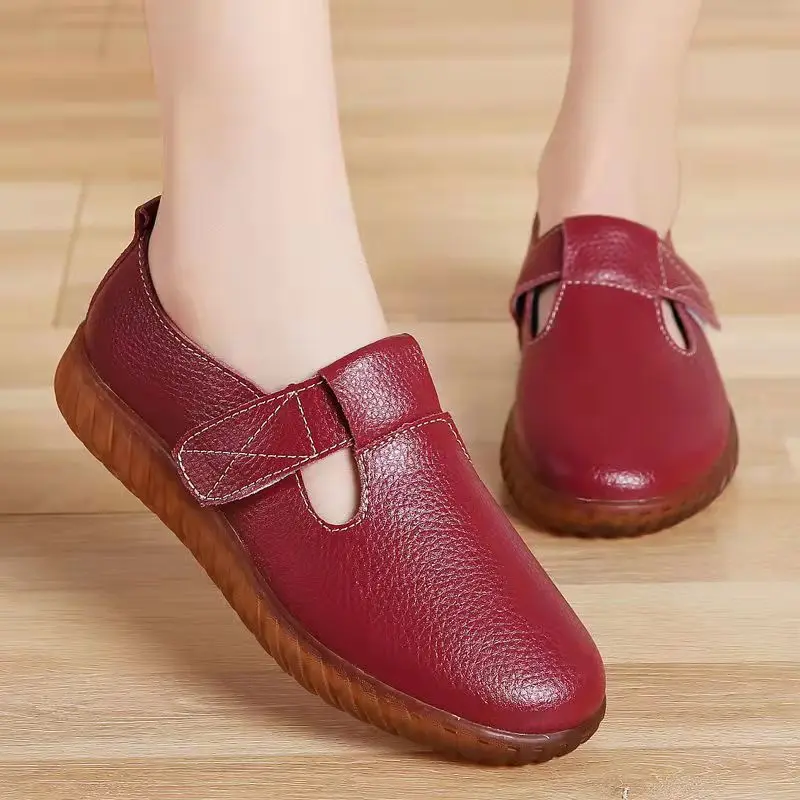 

2022 Flats Casual Women Loafers Leather Soft Sole Female Shoes Big Size Quality Slip-on Footwear Summer Fashion All-match