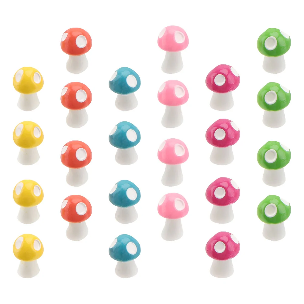 

100 Pcs Bonsai Small Mushroom Ornament Faux Stained Glass Figurine Resin Design Adornment