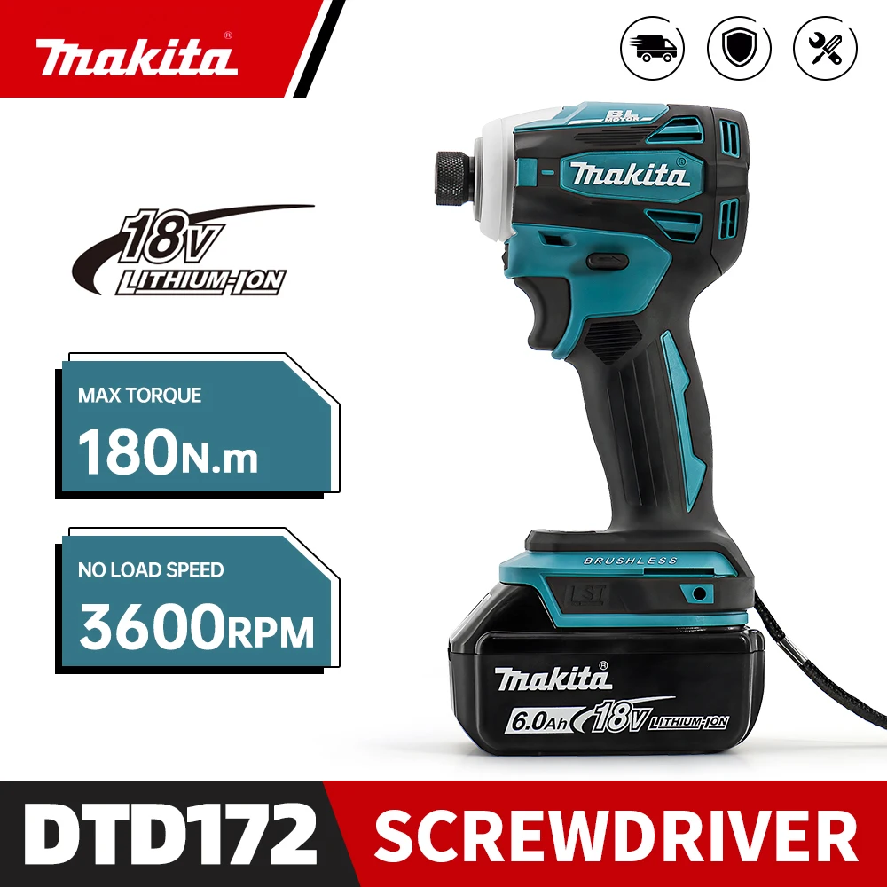 Makita DTD172 Бесщеточная аккумуляторная электрическая отвертка 18 В литиевая батарея