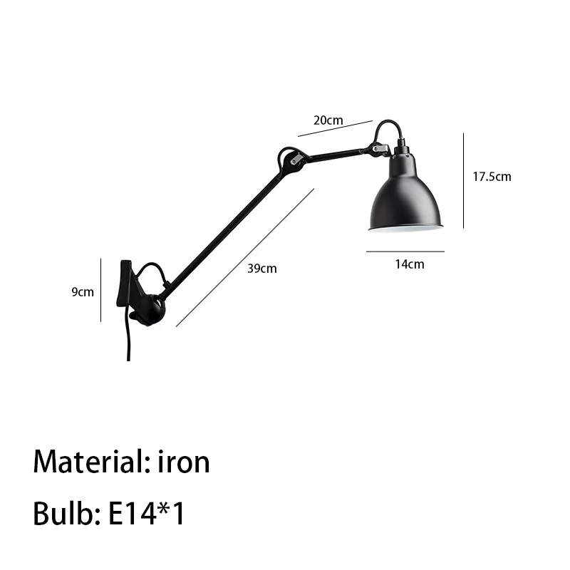 

Винтажный настенный светильник IWP E14 черный/желтый/хром/белый/серый