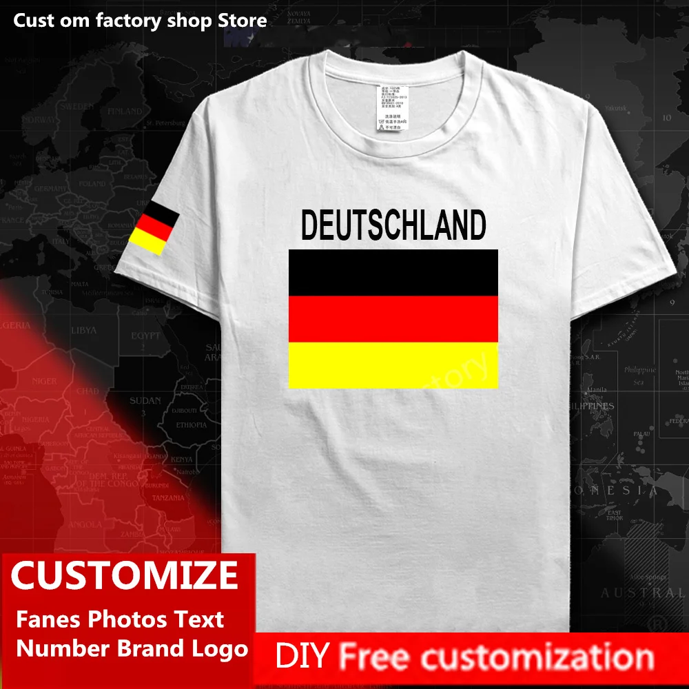 

Germany Deutschland Cotton Tshirt Custom Jersey Fans DIY Name Number Brand LOGO High Street Fashion Hip Hop Loose Casual T-shirt
