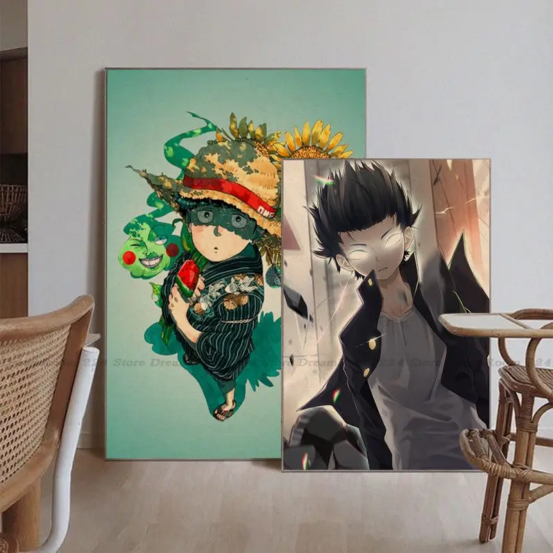 

Mob Psycho 100 Vintage Posters Sticky HD Quality Wall Art Retro Posters For Home Vintage Decorative Painting