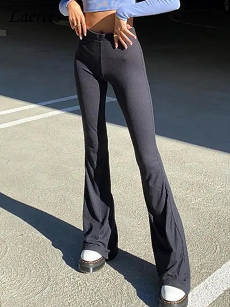 

Laertes 2022 Black Fashion Flared Pants Women Y2K Casual High Waist Slim Trousers Autumn Office Clothing Long Pant Fairycore