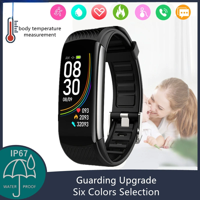 

Smart Bracelet Sports Watch Band 24-hour Real Body Temperature Monitoring C6T Dynamic Heart Rate Blood Pressure IP67 Waterproof