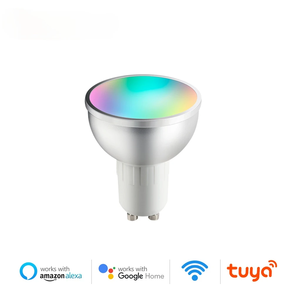 

Wi-Fi, умный светильник лампочка GU10 Точечный светильник 5w RGB + CW + WW 2700-6500K смарт-лампа дистанционного Управление RGB светильник для Alexa Google Home
