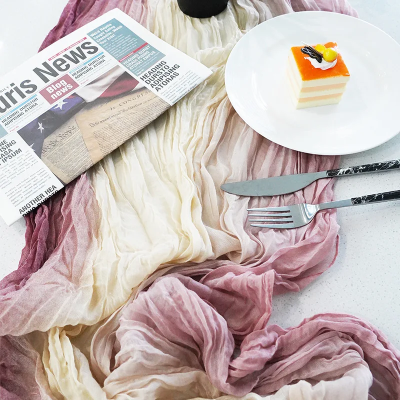 180cm Tie Dye Striped Table Runners Wedding Birthday Party Dining Table Decoration Runner Photography Props Cloth Table Cover
