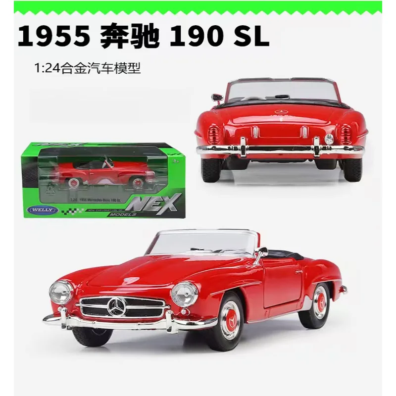 Фото Новая коллекционная модель автомобиля Mercedes-Benz 190SL в масштабе 1:24, ретро, из сплава, ручной работы, имитационная игрушка, сувенир, подарок для декорации сцен №1