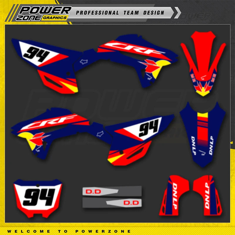 PowerZone полная графика фоновые наклейки комплект наклеек для HONDA CRF450R 2021 2022 2023 CRF250R