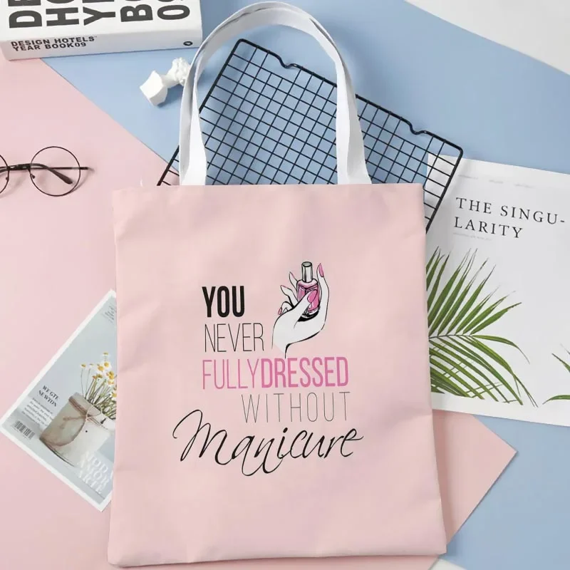 

Custom Nail Polish 01Tote Shopping Bags 40x40cm Tote Bag Reusable Handbag Women Shoulder Cloth Pouch Foldable