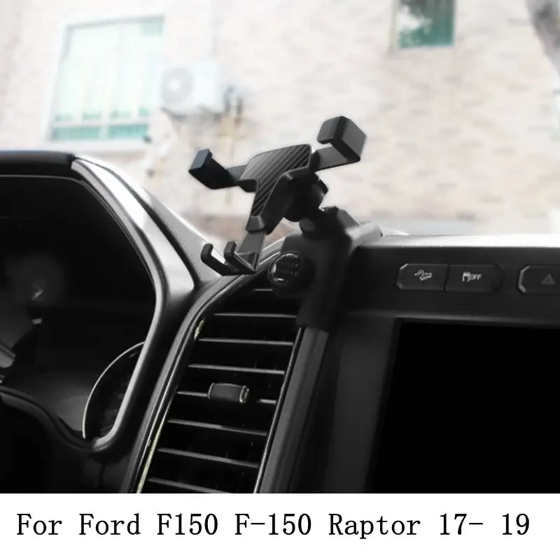 

Carbon Look For Ford F150 F-150 Raptor 17- 19 Car Accessories Console Air Vent Cradle Cell Phone Holder Support GPS Stand Mount