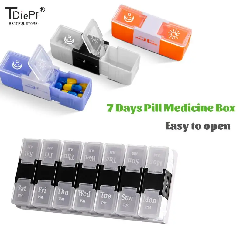 

14 Grids 7 Days Weekly Pill Case Medicine Tablet Dispenser Organizer Pill Box Splitters Plastic Pill Storage Organizer Container