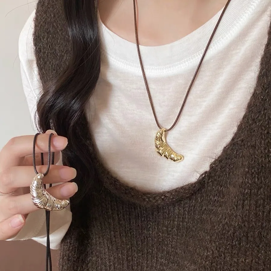 Летнее корейское уникальное колье-колье с круассаном для женщин и девочек милые