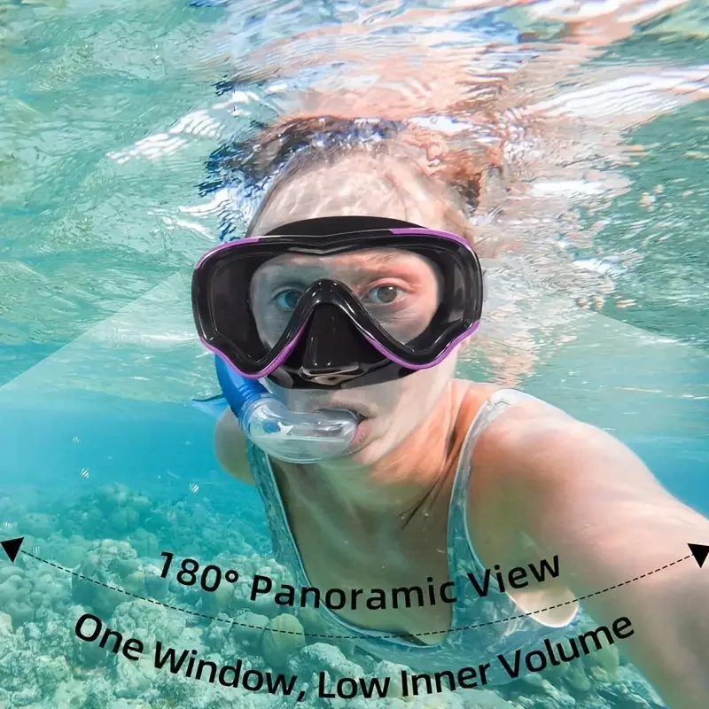 Профессиональная Маска Для Дайвинга С Ультрапрозрачными Линзами. Широкое Поле