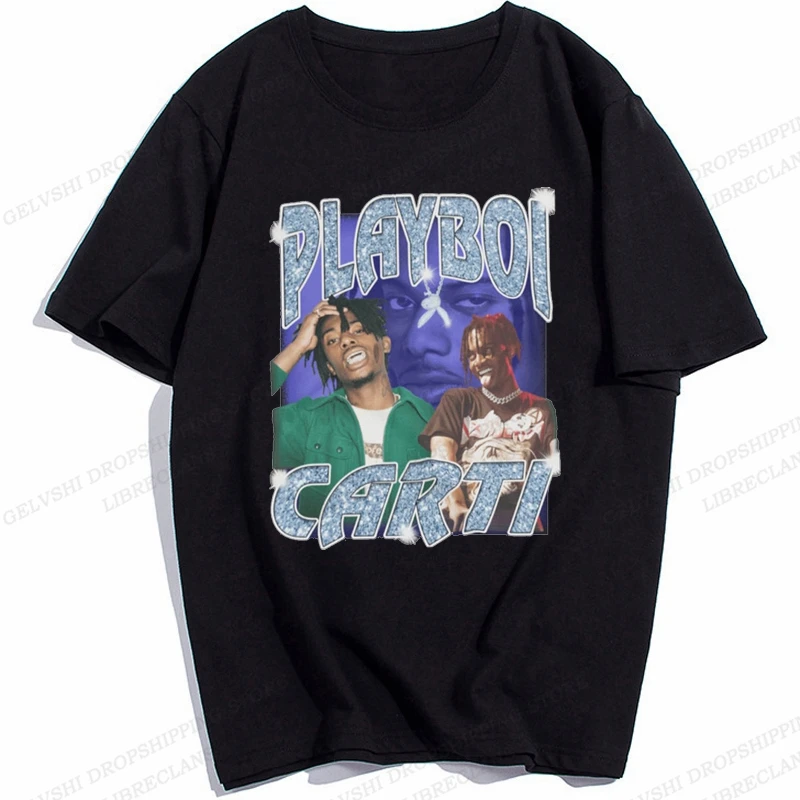 

Футболка Playboi Carti для мужчин и женщин, Модная хлопковая рубашка, летняя мужская футболка, черные топы в стиле хип-хоп, Топ оверсайз в стиле рэп