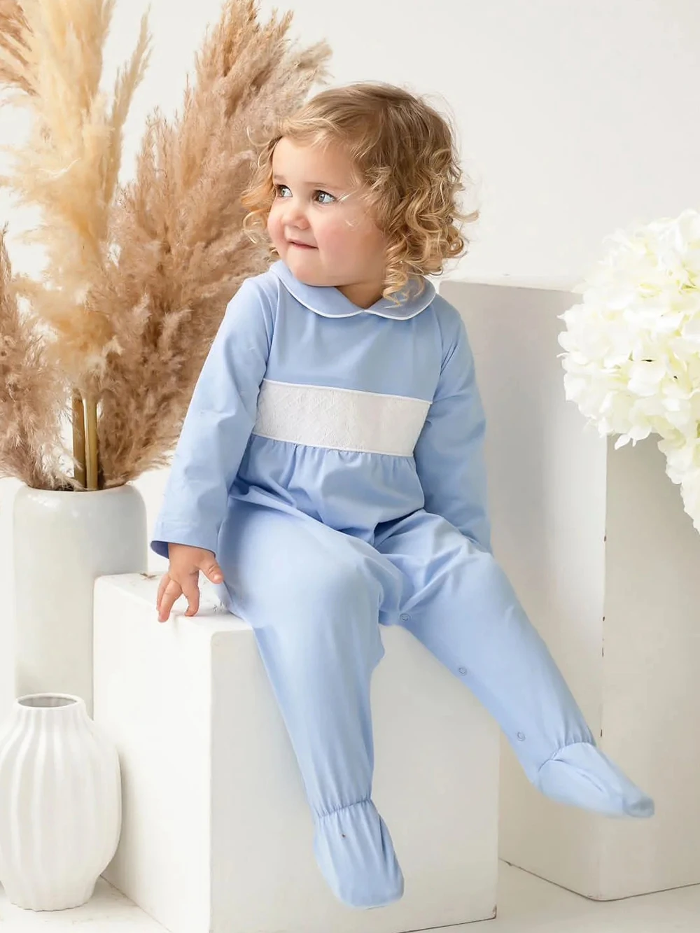 

2023 Clibeso Autumn Overalls for Newborns Baby Clothes Girls Long Sleeve Smocked Bodysuit Children Smocking Romper Kids Outfits
