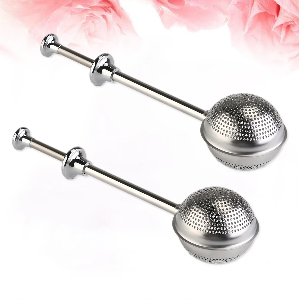 

2pcs/set Nontoxic Long-Handle Safe Stainless Steel Practical Tea Infuser Strainer Filter