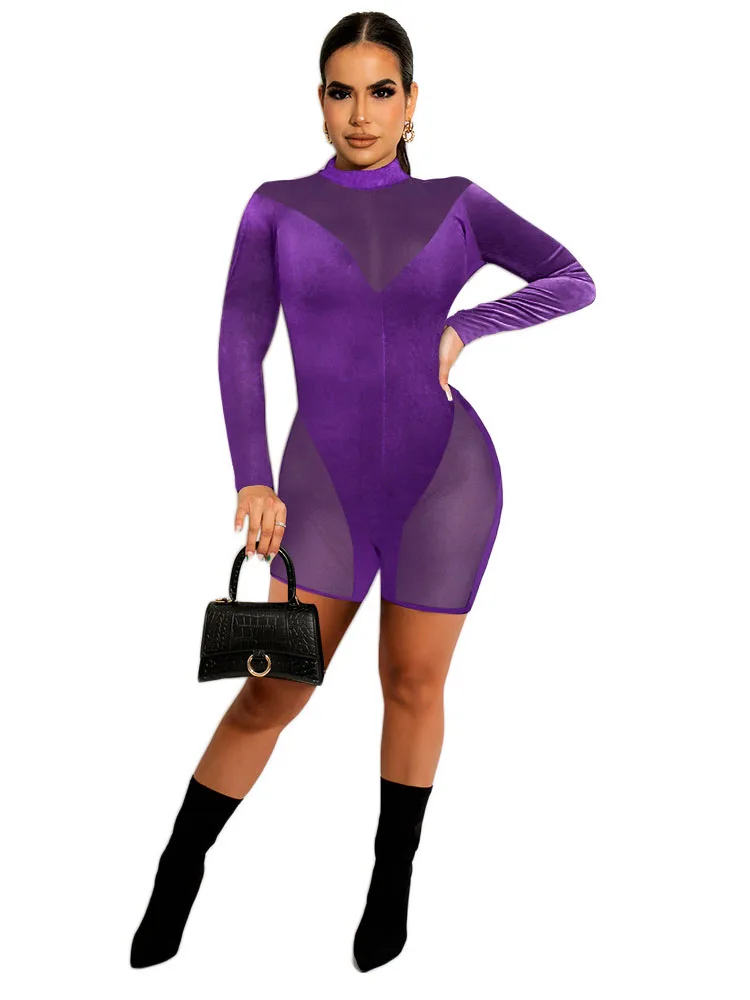 

Сексуальные сетчатые Прозрачные Комбинезоны для женщин, Клубная одежда, комбинезон, прозрачный комбинезон для ночного клуба, вечерние обле...