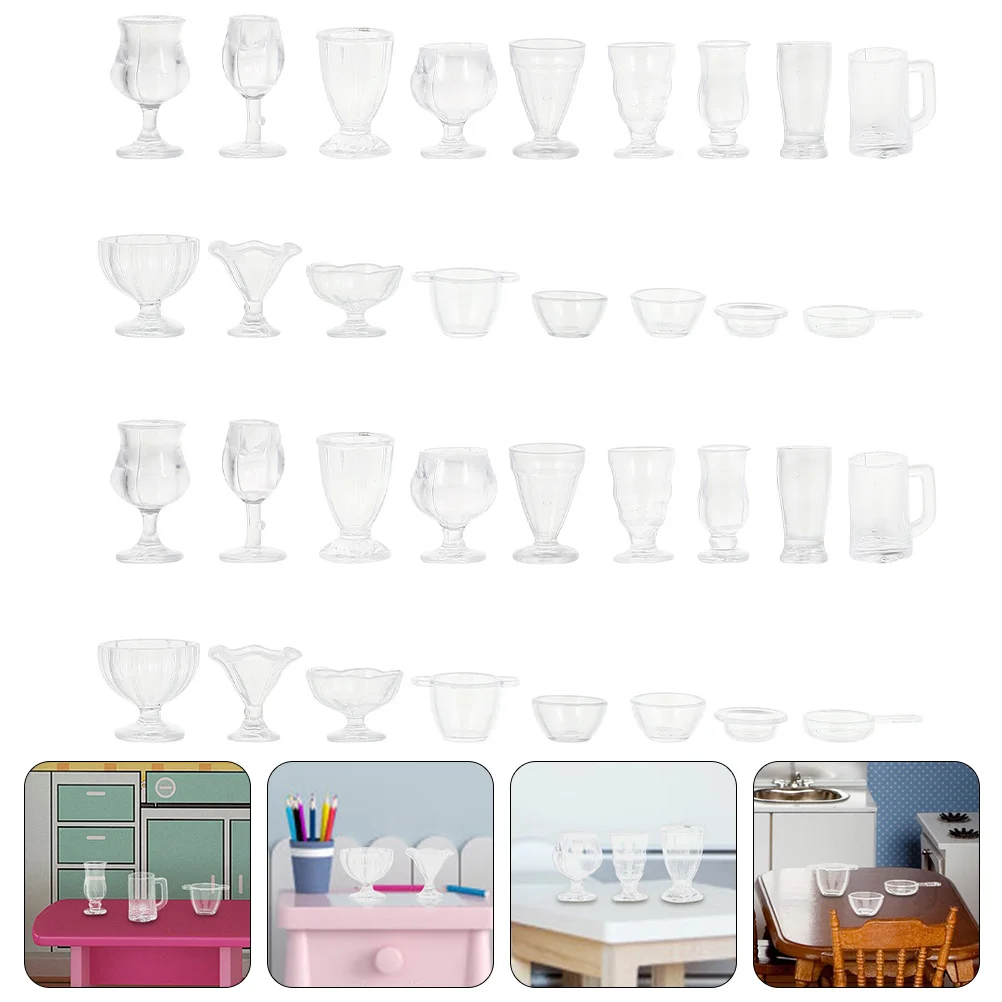 

51 Pcs Candy Model Desk Miniature Decor Tea Pot Cup Toys Cookware Office Accessories Small House Ornament