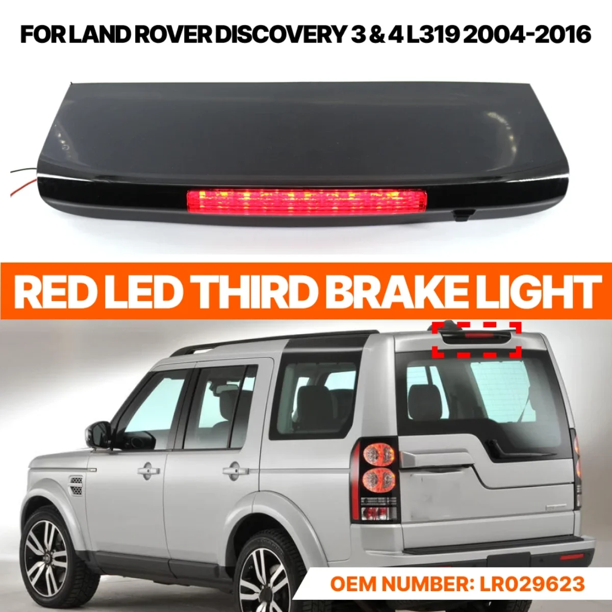 Фото Высокорасположенный третий стоп-сигнал для Land Rover Discovery 3 4 LR3 LR4 2004-2016 LR029623, LR072856, XFG000062 №2