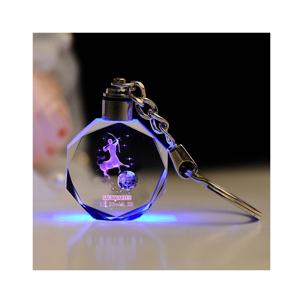 

Constellation Crystal Key Chain Decorative Zodiac Birthday Unique Led Keyring Hanging Decoration Pendant Car Father’s