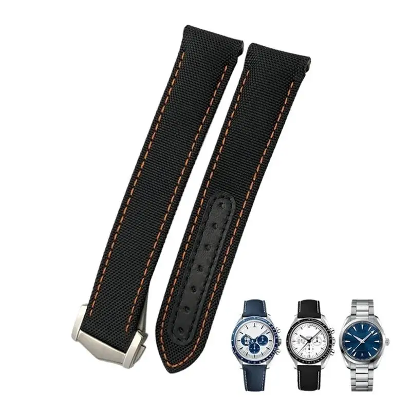 HAODEE 19 мм 20 21 Высокоплотный нейлоновый холщовый изогнутый ремешок для часов
