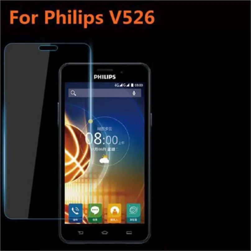 

2pcs for philips xenium v526 tempered glass front original protective film screen protector for philips v526 guard saver shield