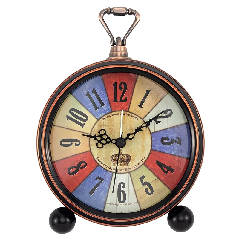 

Table Clock, Retro Vintage Non-Ticking Table Desk Alarm Clock Silent Quartz For Bedroom Living Room Indoor Decoration