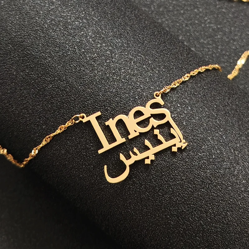 Комплект из колье и браслета ручной работы нержавеющей стали