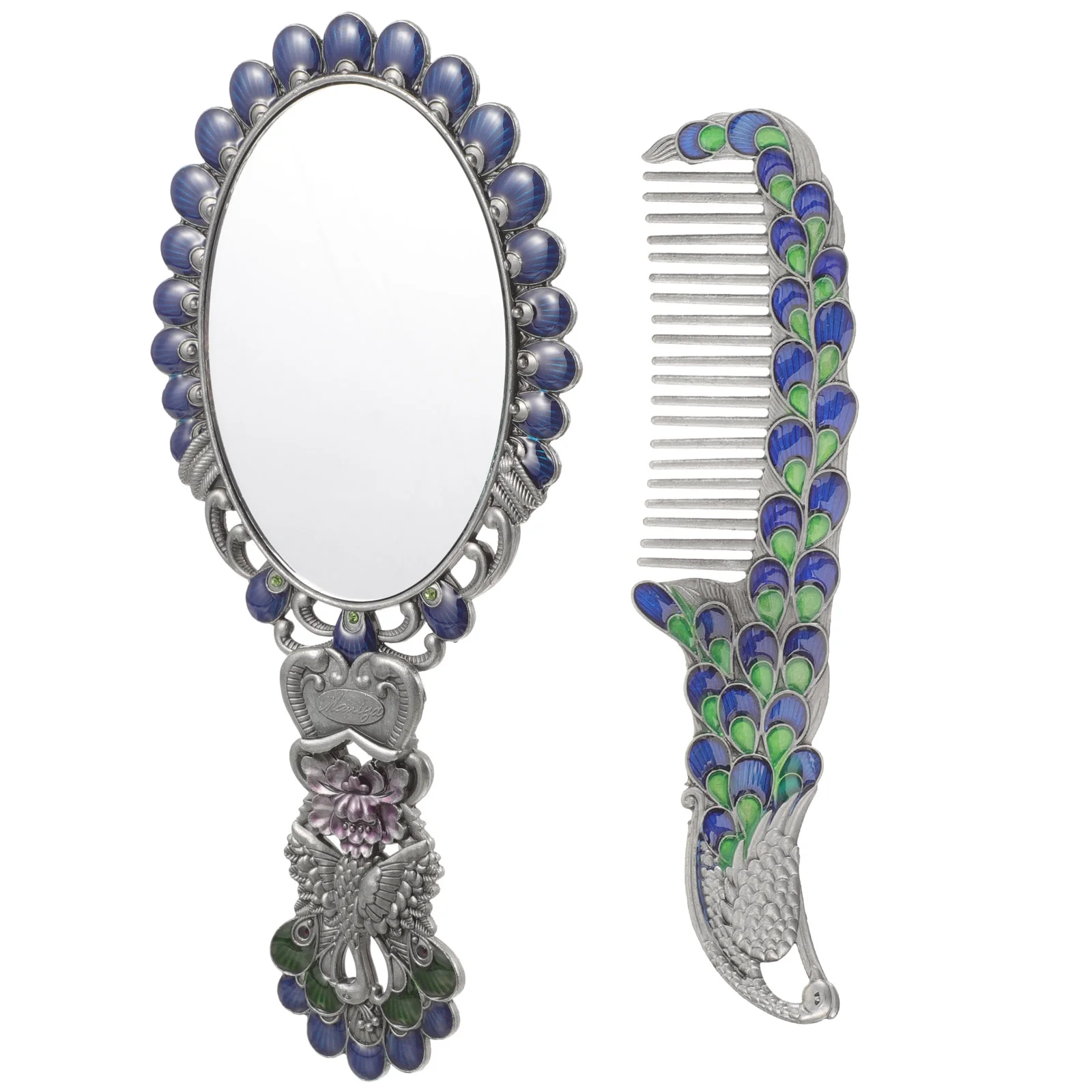 

Makeup Comb Metal Mirror Vintage Folding Hand Glass Lenses Hand Mirror